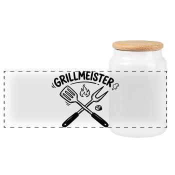Grill Master BBQ Grilling Pitmaster Men - Panoramic Cookie Jar with Wooden Lid - white - Front