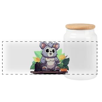 DJ panda câlin dans la jungle - Boîte à biscuits avec couvercle en bois - blanc - Devant