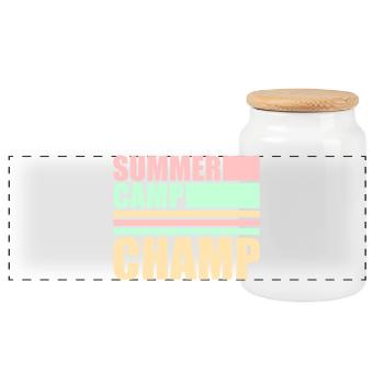 Summer Camp Champ Fun Kids Outdoor Adventure - Panoramic Cookie Jar with Wooden Lid - white - Front