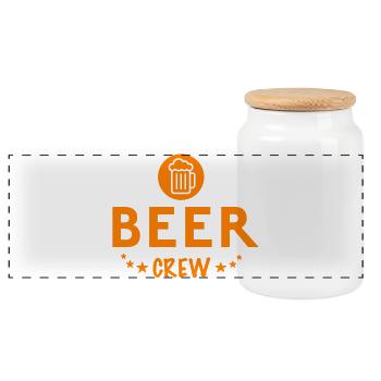 Beer Crew - Panorama Keksdose mit Holzdeckel - Weiß - Vorne