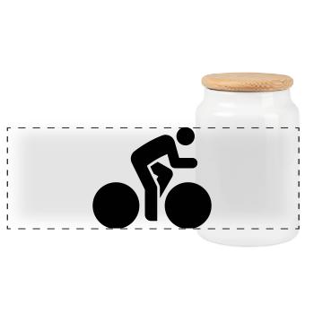Cyclist, Bicycle, Bike Tour, Road Bike - Panoramic Cookie Jar with Wooden Lid - white - Front