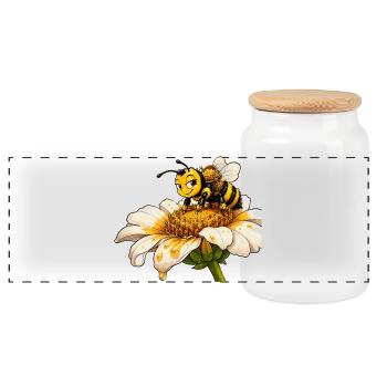 Biene Honig Imker Honigwabe Blumen Wiese Insekt - Panorama Keksdose mit Holzdeckel - Weiß - Vorne