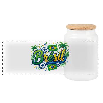 Brésil - Boîte à biscuits avec couvercle en bois - blanc - Devant