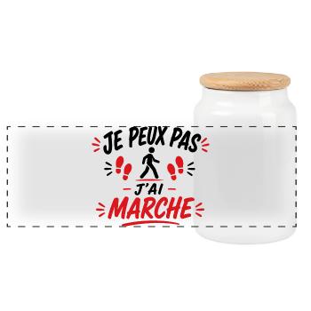 Marche Empreintes Rouge - Boîte à biscuits avec couvercle en bois - blanc - Devant