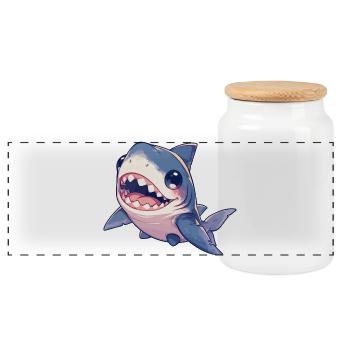 Sharks Shark - Panoramic Cookie Jar with Wooden Lid - white - Front