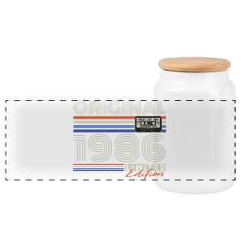 Cadeau d’anniversaire rétro vintage vintage 1986 - Boîte à biscuits avec couvercle en bois - blanc - Devant