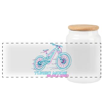 Neon Cyberpunk E-MTB Turbo Tee - Panoramic Cookie Jar with Wooden Lid - white - Front