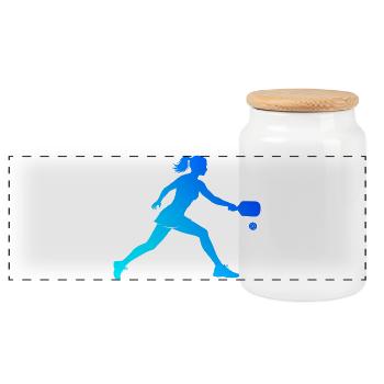 Pickleball Amateur Gift Idea for Birthday - Panoramic Cookie Jar with Wooden Lid - white - Front