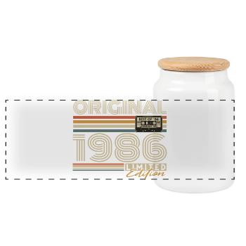 Cadeau d’anniversaire rétro vintage vintage 1986 - Boîte à biscuits avec couvercle en bois - blanc - Devant