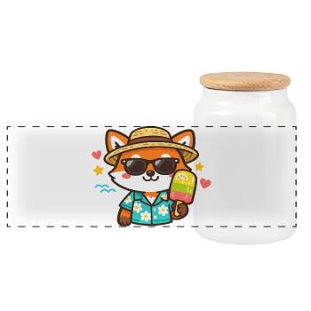 Été de Cool Fox Hawaii - Boîte à biscuits avec couvercle en bois - blanc - Devant