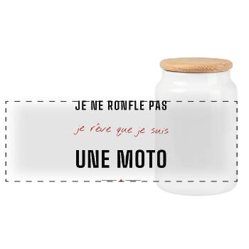 Rêve Moto Sans Ronflement - Boîte à biscuits avec couvercle en bois - blanc - Devant