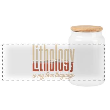 Literhology: Love Language Typography - Panoramic Cookie Jar with Wooden Lid - white - Front