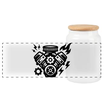 Symbole de réglage moteur - Boîte à biscuits avec couvercle en bois - blanc - Devant
