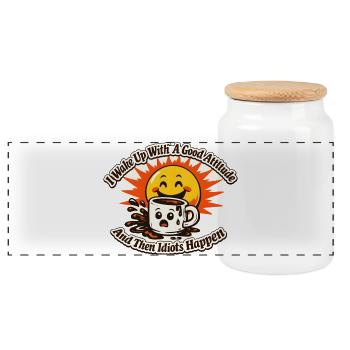 T-shirt Attitude Sunrise Coffee - Boîte à biscuits avec couvercle en bois - blanc - Devant