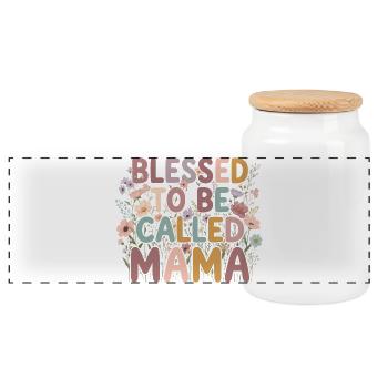 La Bénie Maman pour être une cuve florale - Boîte à biscuits avec couvercle en bois - blanc - Devant