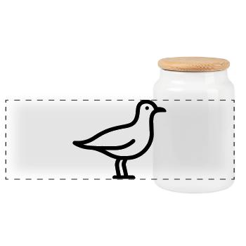 Seagull - Panoramic Cookie Jar with Wooden Lid - white - Front