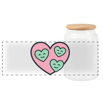 Heart Three Children Mom Mother of Three Love - Panoramic Cookie Jar with Wooden Lid - white - Front