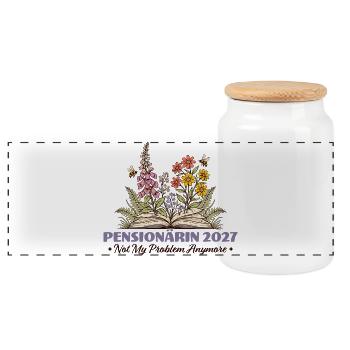 Pensioner 2027 Not My Problem Anymore - Panoramic Cookie Jar with Wooden Lid - white - Front