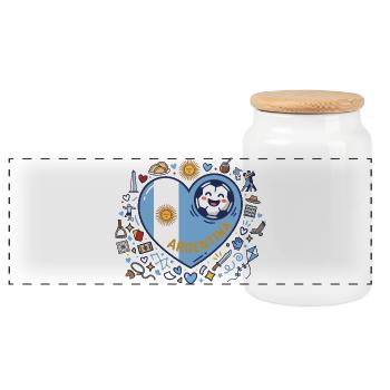 Illustration du drapeau du cœur en Argentine - Boîte à biscuits avec couvercle en bois - blanc - Devant