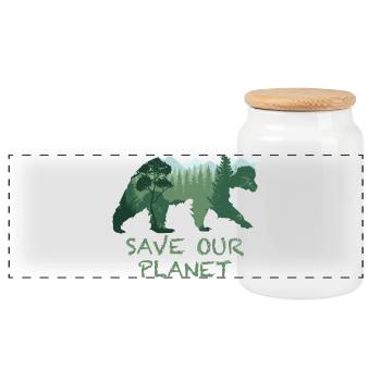 Forêt naturelle d’ours Conservation de la nature - Boîte à biscuits avec couvercle en bois - blanc - Devant