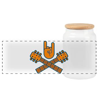 Guitares croisées avec cuivres en forme de doigts - Boîte à biscuits avec couvercle en bois - blanc - Devant