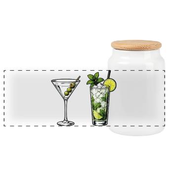 Cocktail Kollektion: Martini & Mojito - Panorama Keksdose mit Holzdeckel - Weiß - Vorne