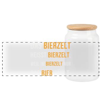 Das Bierzelt heißt Bierzelt weil das Bier zählt - Panorama Keksdose mit Holzdeckel - Weiß - Vorne
