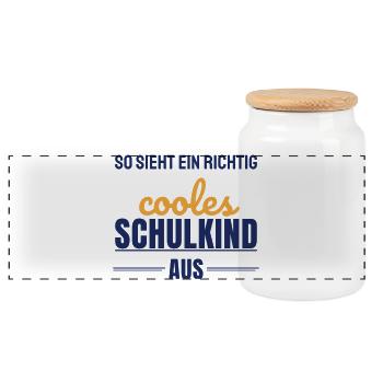 So sieht ein richtig cooles Schulkind aus 2026 - Panorama Keksdose mit Holzdeckel - Weiß - Vorne