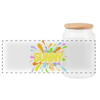 Sunny Burst Multicolor - Panoramic Cookie Jar with Wooden Lid - white - Front