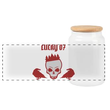 Lucky 07 Road Legend – Vintage Outlaw Design - Boîte à biscuits avec couvercle en bois - blanc - Devant