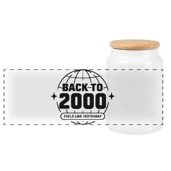 Retour à 2000 semble être hier - Boîte à biscuits avec couvercle en bois - blanc - Devant