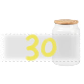 Yellow brush count 30 on black - Panoramic Cookie Jar with Wooden Lid - white - Front