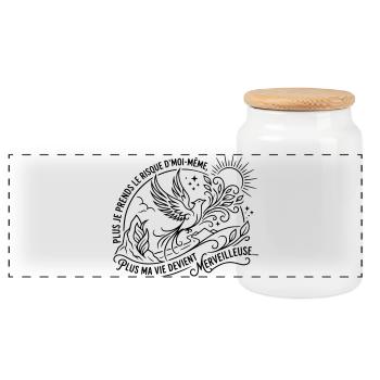 Plus je prends le risque d'être moi même, Plus ma  - Boîte à biscuits avec couvercle en bois - blanc - Devant