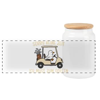 Gans Keine Zeit Muss zum Golfen - Panorama Keksdose mit Holzdeckel - Weiß - Vorne