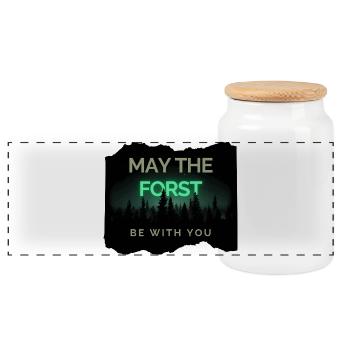 May the Forst be with you! - Panoramic Cookie Jar with Wooden Lid - white - Front