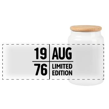 Édition limitée cadeau d’anniversaire d’août 1976 - Boîte à biscuits avec couvercle en bois - blanc - Devant