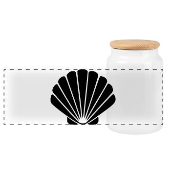 Cadeau de voyage Vacances Plage Scallop Shell - Boîte à biscuits avec couvercle en bois - blanc - Devant