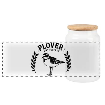 Plover Enthusiast Black Shorebird Birdwatching - Panoramic Cookie Jar with Wooden Lid - white - Front