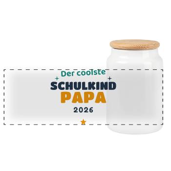 Der coolste Schulkind Papa 2026 Einschulung Vater - Panorama Keksdose mit Holzdeckel - Weiß - Vorne