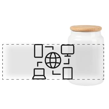 Icône de ligne Réseau numérique connecté des appareils globaux - Boîte à biscuits avec couvercle en bois - blanc - Devant