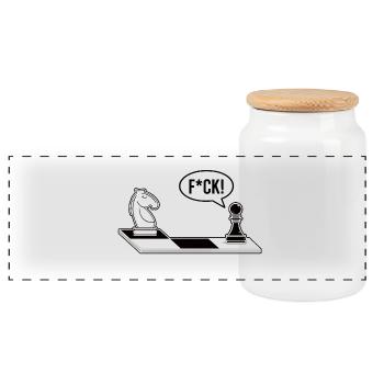 Figure d’échecs sur échiquier F*CK - Boîte à biscuits avec couvercle en bois - blanc - Devant