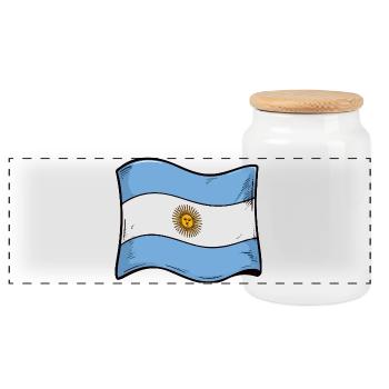 Art du drapeau solaire argentin - Boîte à biscuits avec couvercle en bois - blanc - Devant