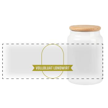 Vollbluat Londwirt - Panorama Keksdose mit Holzdeckel - Weiß - Vorne