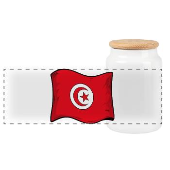 Tunisische Flagge  - Panorama Keksdose mit Holzdeckel - Weiß - Vorne