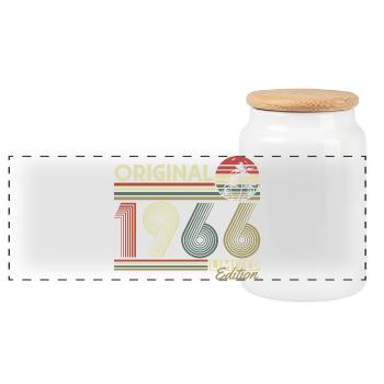 Anniversaire original vintage rétro vintage de 1966 - Boîte à biscuits avec couvercle en bois - blanc - Devant