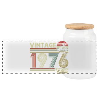 Millésime 1976 Vintage Cadeau d’anniversaire Rétro - Boîte à biscuits avec couvercle en bois - blanc - Devant