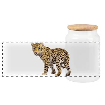 léopard - Boîte à biscuits avec couvercle en bois - blanc - Devant