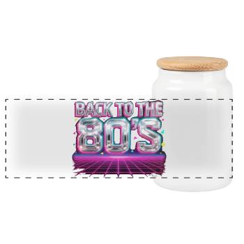Retour à la grille néon des années 80 - Boîte à biscuits avec couvercle en bois - blanc - Devant