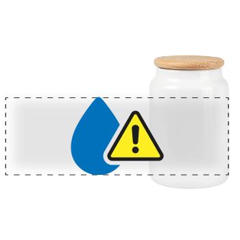Avertissement de fuite d’eau Symbole d’humidité icône solide - Boîte à biscuits avec couvercle en bois - blanc - Devant