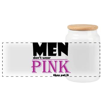 Art du t-shirt avec logo à empattement rose - Boîte à biscuits avec couvercle en bois - blanc - Devant